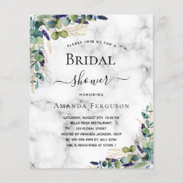 Budgetinbjudan till möhippa eukalyptus marble flygblad