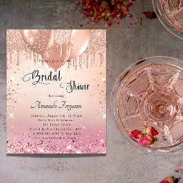 Budgetinbjudan till möhippa rosa ros guld flygblad