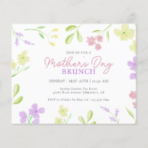Budgetinbjudan till Mors dag Brunch Soft Blommigt