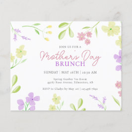 Budgetinbjudan till Mors dag Brunch Soft Blommigt