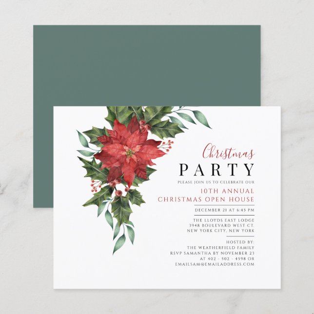 Budgetinbjudan till Open House-Blommigt (Fram/baksida)