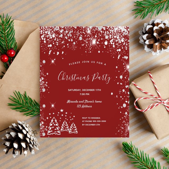 Budgetinbjudan till party silver flygblad (Skapare uppladdad)