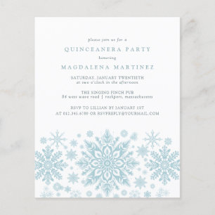 BUDGETinbjudan till Quinceanera Blue Snowflake