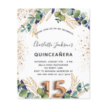 Budgetinbjudan till Quinceanera eucalyptus greener