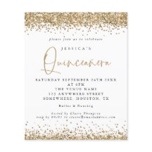 Budgetinbjudan till Quinceanera-inbjudan Guld Glit