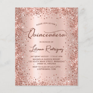 Budgetinbjudan till Quinceanera-inbjudan Ro Guld G