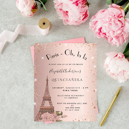 Budgetinbjudan till Quinceanera Paris ro guld