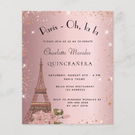 Budgetinbjudan till Quinceanera Paris  rosa