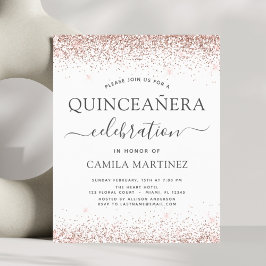 Budgetinbjudan till Quinceanera Ro Guld Glitter