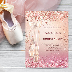 Budgetinbjudan till Quinceanera ro rosa ballerina Flygblad