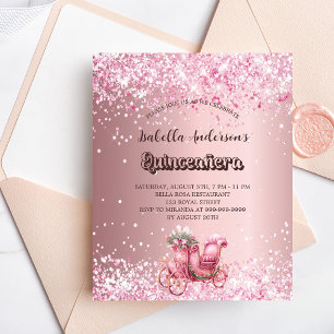 Budgetinbjudan till Quinceanera rosa-transport Flygblad