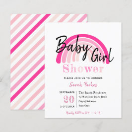 Budgetinbjudan till rosa Rainbow Girl Baby Shower
