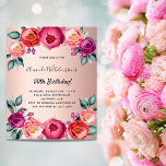 Budgetinbjudan till rosa vid ro guld vid födelseda flygblad<br><div class="desc">Observera att inbjudan är papper och mycket tunn. Kuvert ingår inte. Om du vill ha mer omfattande inbjudningar (samma design) kan du besöka vår butik. En inbjudan till elegant för en 50:e (eller någon ålder) födelsedagsfest. Med contemporary rosa, lila och färgad vid ro, vattenfärgade blommor, blommigtar som guld. En övertoningsbakgrund...</div>