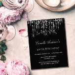 Budgetinbjudan till silver stjärna för svart födel flygblad<br><div class="desc">Observera att inbjudan är papper och mycket tunn. Kuvert ingår inte. Om du vill ha mer omfattande inbjudningar (samma design) kan du besöka vår butik. 40:e (eller någon ålder) födelsedagsfest inbjudan. En svart bakgrund med faux silver-stjärnor. Anpassa och lägg till information om namn och party. Vit text.</div>