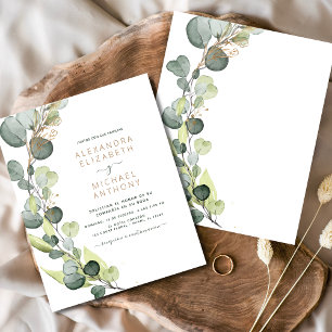 Budgetinbjudan till spanska eukalyptus Wedding