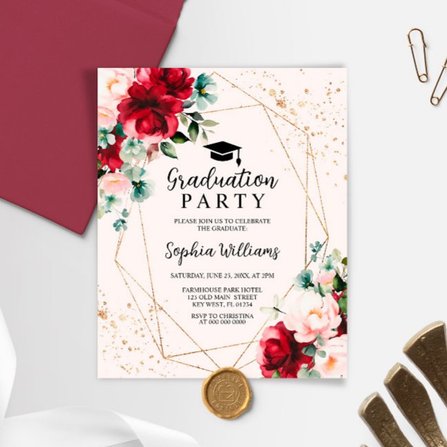 Budgetinbjudan till Studentfesten Röd ros & Guld (Skapare uppladdad)
