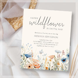 Budgetinbjudan till Wildblomma Boho Baby Shower