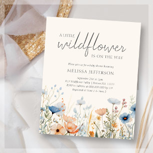 Budgetinbjudan till Wildblomma Boho Baby Shower