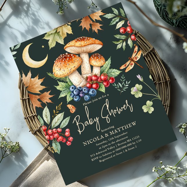 Budgetinbjudan till Woodland Mushroom Baby Shower (Skapare uppladdad)