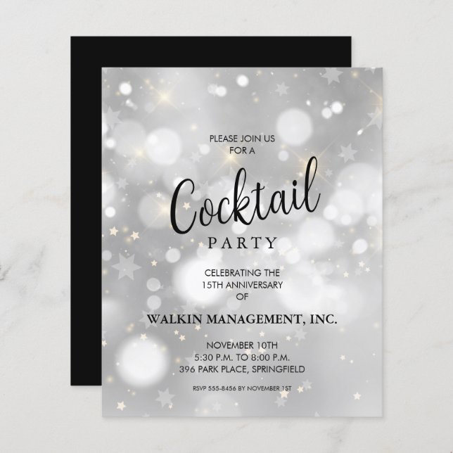 Budgetinbjudningar för affärsårsdag (Fram/baksida)