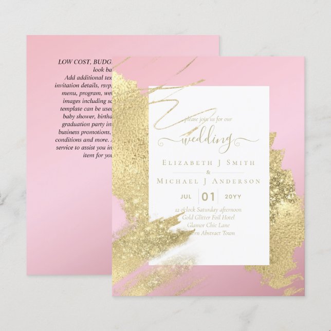 BUDGETINBJUDNINGAR Guld Glitter (Fram/baksida)