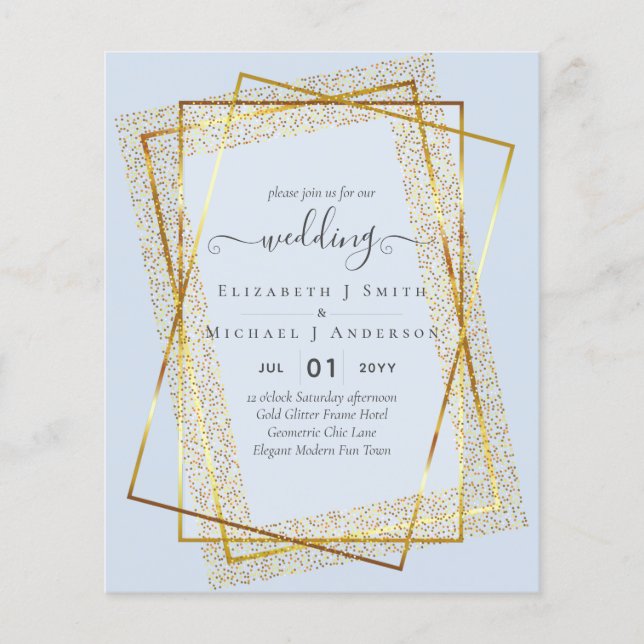 BUDGETINBJUDNINGAR Guld Glitter Geometric Flygblad (Framsidan)