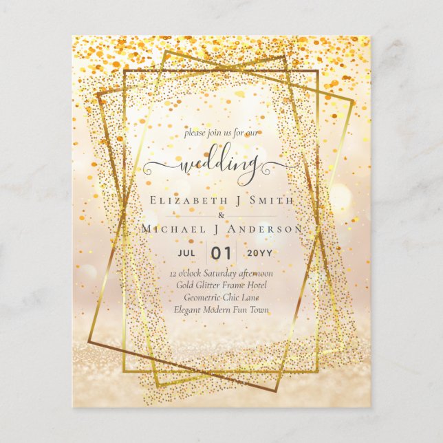 BUDGETINBJUDNINGAR Guld Glitter Geometric Flygblad (Framsidan)
