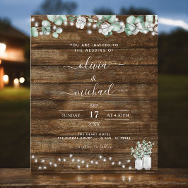 Budgetinbjudningar till eukalyptus Rustic Wedding