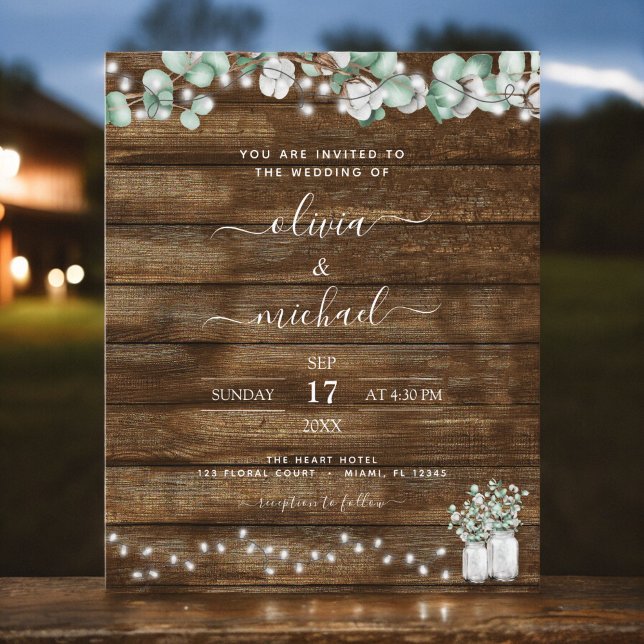 Budgetinbjudningar till eukalyptus Rustic Wedding (Skapare uppladdad)