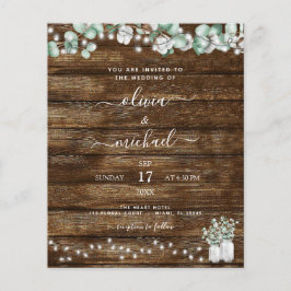 Budgetinbjudningar till eukalyptus Rustic Wedding Flygblad