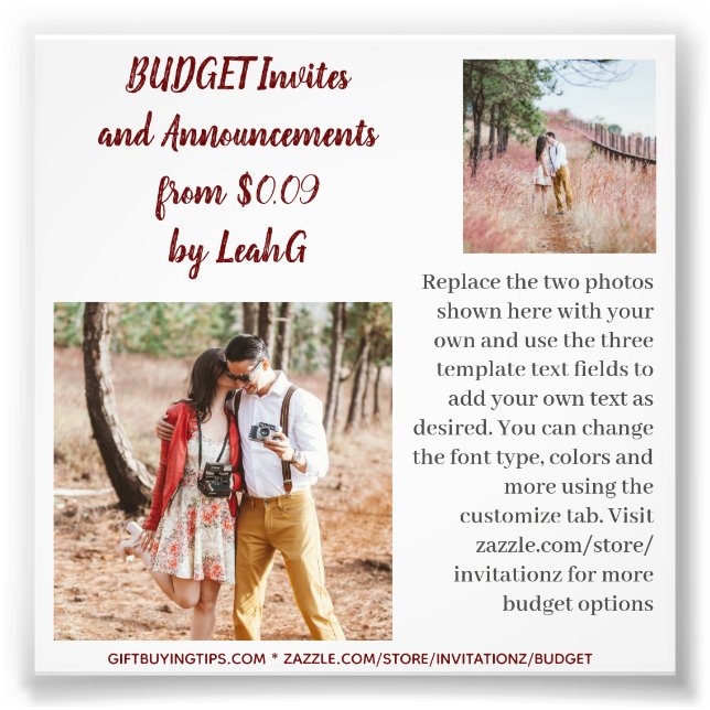 BUDGETinbjudningsmeddelande Spara datumFOTO Fototryck (Framsidan)