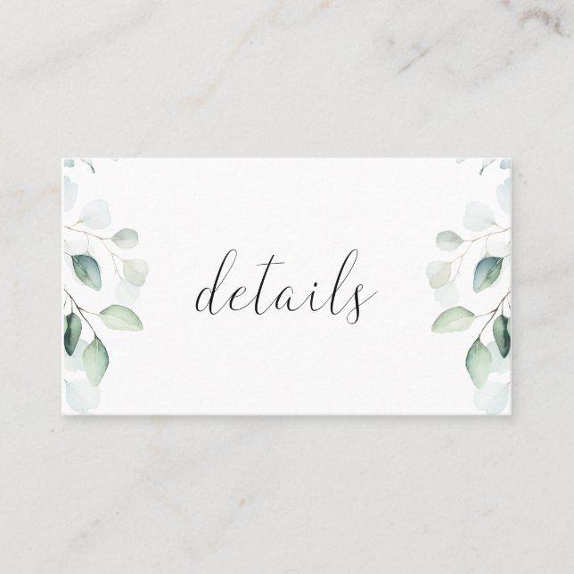 Budgetinformationskort för Eucalyptus Greenery Brö Visitkort (Framsida)