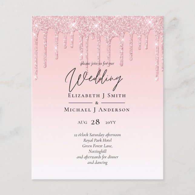 BUDGETINSATSER Rosa Glitter Bröllop (Framsida)