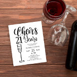 Budgetjägare till 21 års födelsedagsinbjudan<br><div class="desc">Modern snyggt svart och vitt trendig borstad handskriven typografi Cheers till 21 års skriptmilstolpe/vilken ålder manar födelsedag kostar en prisvärd partyinbjudan. Enkel att anpassa med åldern och dina party-uppgifter! LÄS DETTA INNAN DU KÖPER! Det här är ett budgetöverkomligt bröllop-kort som är tryckt på ett pappert lakan (varje lakan har ett...</div>