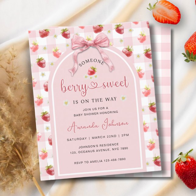 Budgetjordgubbar Ribbon Berry Sweet Baby Shower (Skapare uppladdad)