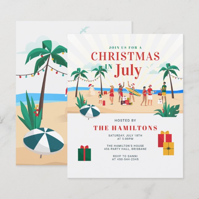 Budgetjul i juli - inbjudan till familjeparti (Fram/baksida)