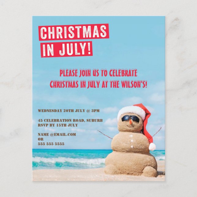 Budgetjul i juli Sommar Party Flyer (Framsidan)