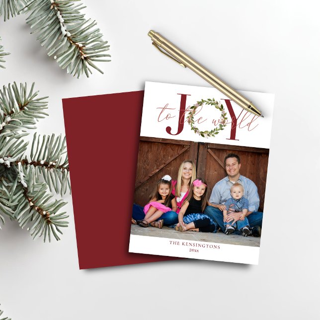 Budgetjulglädjen till World Helgdag Photo (Budget Christmas Joy to the World Holiday Photo Card)