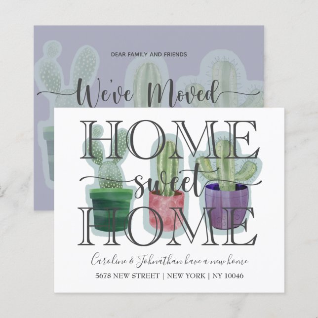 Budgetkaktus Vattenfärg Ny Hem Annonsering (Fram/baksida)