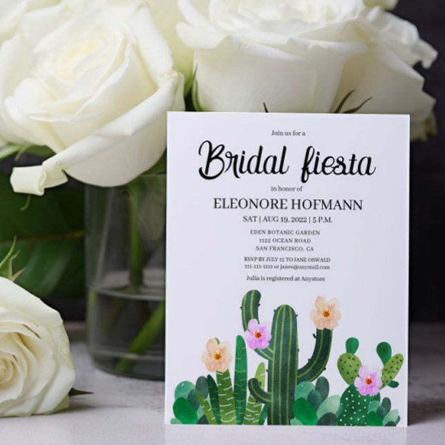 Budgetkaktusblommor Bröllopsfirande Inbjudan (Skapare uppladdad)