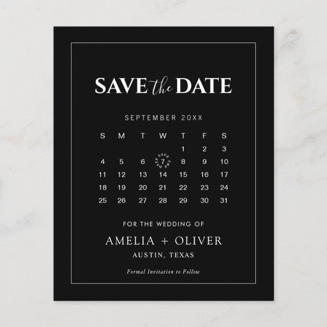 Budgetkalender Modern Minimalist Spara Datum Flygblad (Framsidan)