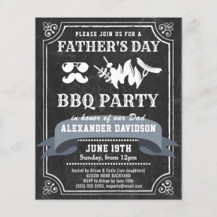 BUDGETkalkboard Fars dag BBQ Party Inbjudan