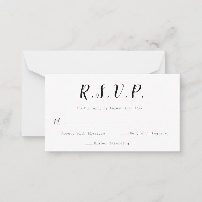 Budgetkalligrafi - Bröllop OSA Anteckningskort (Framsida)