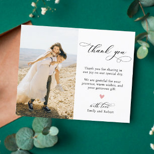 Budgetkalligrafi Heart Photo Bröllop Tack Flygblad