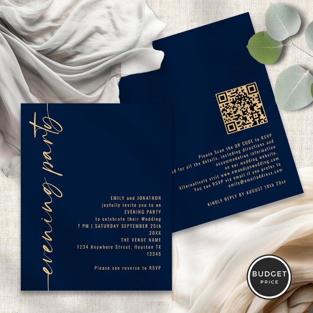 Budgetkalligrafi QR-flottan Bröllop Evening Party (Front and back view)