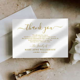 Budgetkalligrafi Skript Funeral Tack You Card Kort