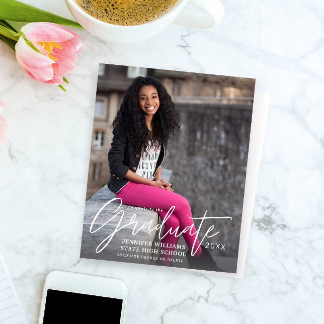 Budgetkalligrafi Student foto Modern Announcem (Skapare uppladdad)