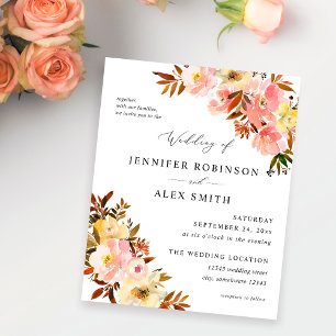 Budgetkandy Rosa & Gult Blommigt Bröllop Flygblad