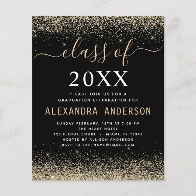 Budgetklass för 2023 Photo Studenten Guld Black Flygblad (Framsidan)