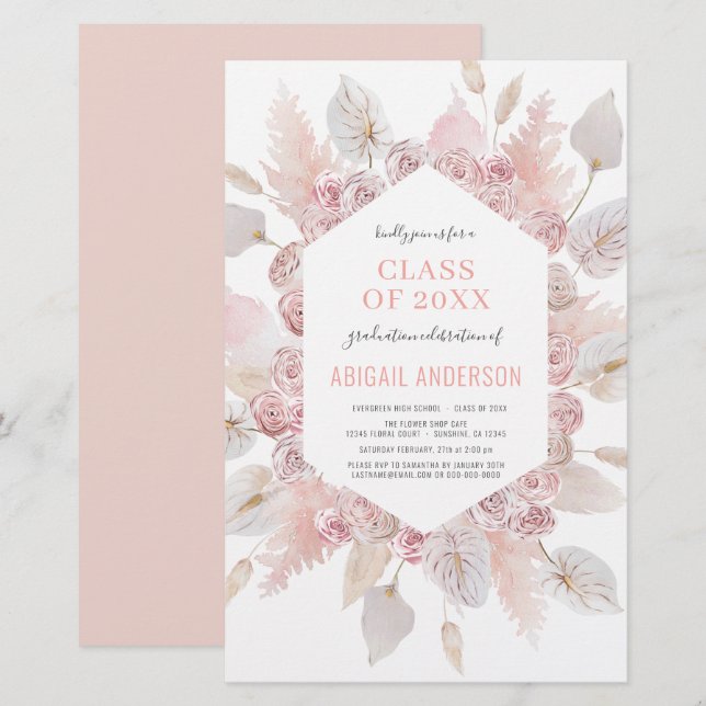 Budgetklass för inbjudan till Boho Grad-partiet 20 (Fram/baksida)